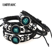 Load image into Gallery viewer, FREE : Black Leather Zodiac Bracelets