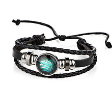 Load image into Gallery viewer, FREE : Black Leather Zodiac Bracelets