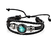 Load image into Gallery viewer, FREE : Black Leather Zodiac Bracelets