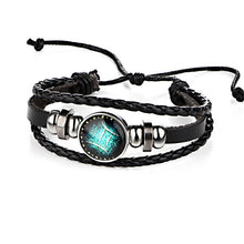 Load image into Gallery viewer, FREE : Black Leather Zodiac Bracelets