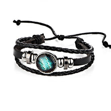 Load image into Gallery viewer, FREE : Black Leather Zodiac Bracelets