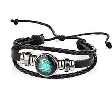 Load image into Gallery viewer, FREE : Black Leather Zodiac Bracelets