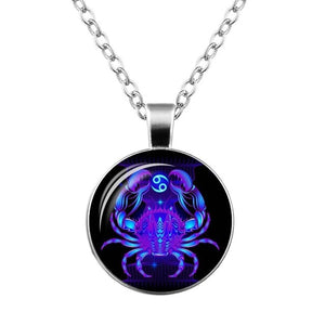 Women Necklace Galaxy 12 Zodiac Sign Horoscope