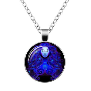 Women Necklace Galaxy 12 Zodiac Sign Horoscope