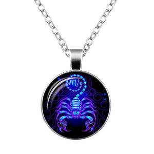 Women Necklace Galaxy 12 Zodiac Sign Horoscope