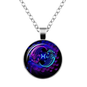 Women Necklace Galaxy 12 Zodiac Sign Horoscope