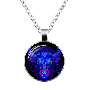 Women Necklace Galaxy 12 Zodiac Sign Horoscope