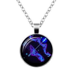 Women Necklace Galaxy 12 Zodiac Sign Horoscope