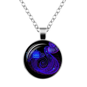 Women Necklace Galaxy 12 Zodiac Sign Horoscope